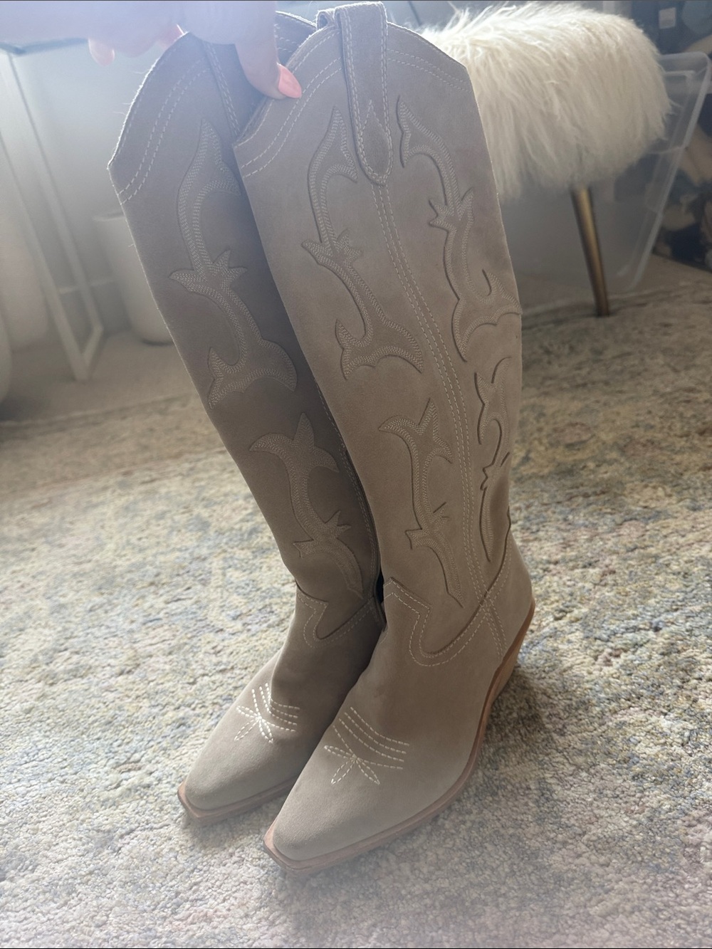 Dolce Vita Taupe Suede Lace Up Cowboy Boots